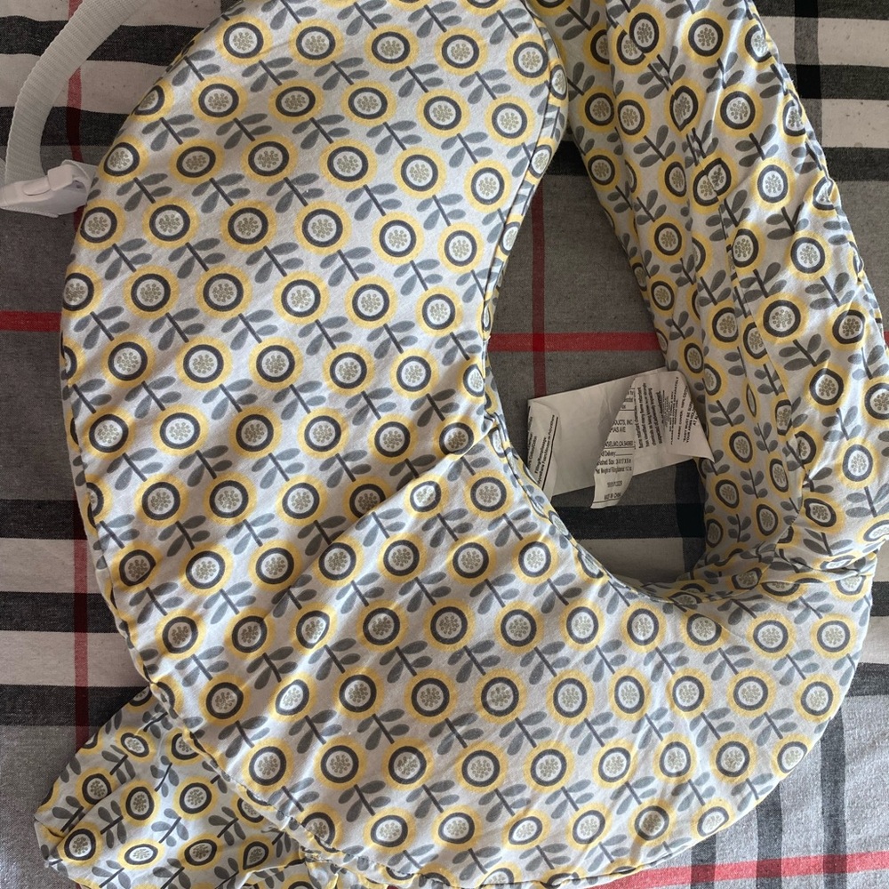 Yellow and Gray Floral Breast Feeding Pillow